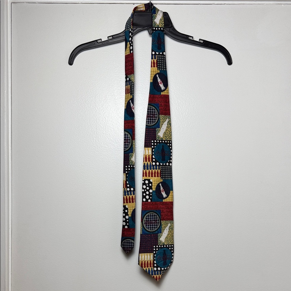 Vintage Coca Cola Geometric Pattern Tie